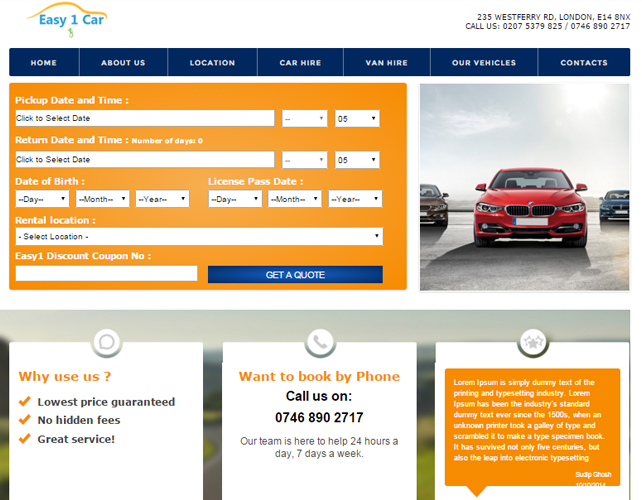Car Hire and Rentals Website
